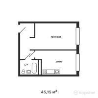 ЖК Атмосфера — 1-ком 45,2 м² (от 21 897 750 тг)