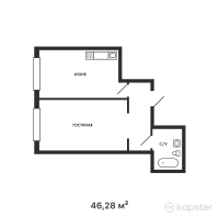 ЖК Атмосфера — 1-ком 46,3 м² (от 22 445 800 тг)