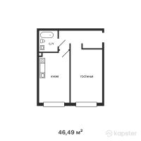 ЖК Атмосфера — 1-ком 46,5 м² (от 22 547 650 тг)