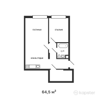 ЖК Атмосфера — 2-ком 64,5 м² (от 29 670 000 тг)