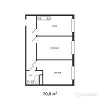 ЖК Атмосфера — 2-ком 70,6 м² (от 28 240 000 тг)
