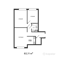 ЖК Атмосфера — 3-ком 82,1 м² (от 35 307 300 тг)
