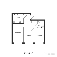 ЖК Атмосфера — 3-ком 82,3 м² (от 32 488 750 тг)
