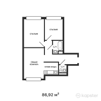ЖК Атмосфера — 3-ком 86,9 м² (от 33 464 200 тг)
