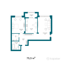 ЖК Austria — 2-ком 75,5 м² (от 48 093 500 тг)