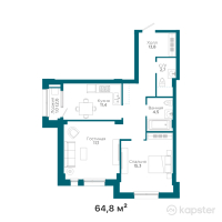 ЖК Austria — 2-ком 64,8 м² (от 42 573 600 тг)