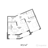 ЖК Monaco — 2-ком 67,2 м² (от 52 752 000 тг)