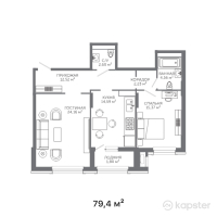 ЖК Monaco — 2-ком 79,4 м² (от 63 520 000 тг)