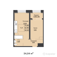 ЖК TUMANBAY MOLDAGALIYEV — 1-ком 34 м² (от 17 020 000 тг)