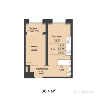 ЖК TUMANBAY MOLDAGALIYEV — 1-ком 36,4 м² (от 18 200 000 тг)