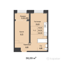 ЖК TUMANBAY MOLDAGALIYEV — 1-ком 36,1 м² (от 18 045 000 тг)