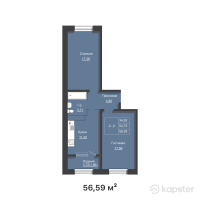 ЖК TUMANBAY MOLDAGALIYEV — 2-ком 56,6 м² (от 28 295 000 тг)