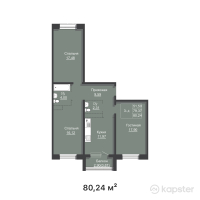 ЖК TUMANBAY MOLDAGALIYEV — 3-ком 80,2 м² (от 40 120 000 тг)