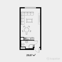 ЖК Аккент — 1-ком 29.7 м² (от 14,835,000 тг)