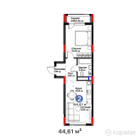 ЖК Bosaga — 2-ком 44,6 м² (от 24 838 848 тг)
