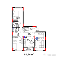 ЖК Bosaga — 3-ком 89,2 м² (от 37 158 300 тг)
