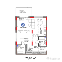 ЖК Family Gardens — 2-ком 73,1 м² (от 65 035 354 тг)