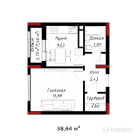 ЖК Bestogai — 1-ком 38,6 м² (от 23 184 000 тг)