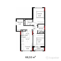 ЖК Bestogai — 2-ком 68,5 м² (от 39 404 750 тг)