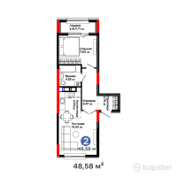 ЖК UIA. BURKIT — 2-ком 48,6 м² (от 26 816 160 тг)