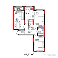ЖК UIA. BURKIT — 3-ком 94,4 м² (от 42 217 364 тг)