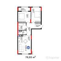 ЖК UIA. BURKIT — 3-ком 75,9 м² (от 39 466 272 тг)