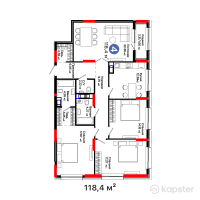 ЖК UIA. BURKIT — 4-ком 118,4 м² (от 50 466 816 тг)