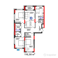 ЖК UIA. BURKIT — 4-ком 116,4 м² (от 49 829 261 тг)