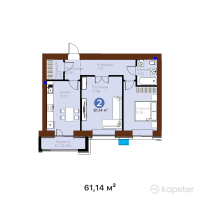 ЖК Jetisu. Satti — 2-ком 61,1 м² (от 34 042 752 тг)