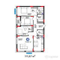 ЖК GreenLine. Sakura — 4-ком 111,7 м² (от 72 177 905 тг)