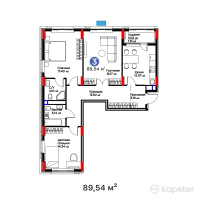 ЖК Jetisu Kerbez Comfort — 3-ком 89,5 м² (от 46 073 703 тг)