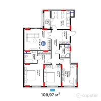ЖК Jetisu Kerbez Comfort — 4-ком 110 м² (от 54 052 455 тг)