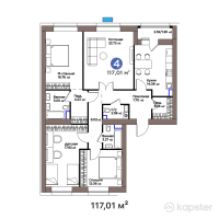 ЖК IZBASSAR — 4-ком 117 м² (от 61 444 292 тг)