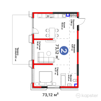ЖК Dream City. Tech — 2-ком 73,1 м² (от 54 682 061 тг)
