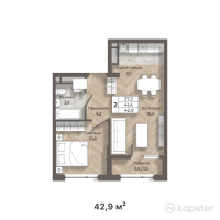 ЖК M-Park — 2-ком 42,9 м² (от 24 504 300 тг)