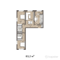 ЖК M-Park — 3-ком 83,2 м² (от 41 600 000 тг)