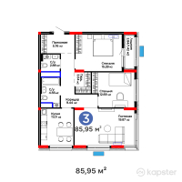 ЖК Baizaman — 3-ком 86 м² (от 39 770 784 тг)