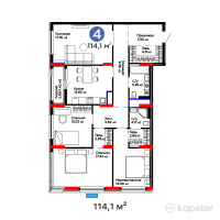 ЖК Baizaman — 4-ком 114,1 м² (от 48 305 376 тг)