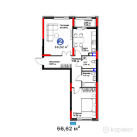 Квартал Capital Park. Emotions — 2-ком 66,6 м² (от 38 772 840 тг)