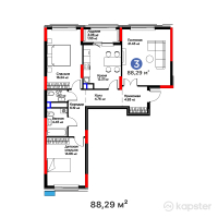 Квартал Capital Park. Emotions — 3-ком 88,3 м² (от 51 384 780 тг)