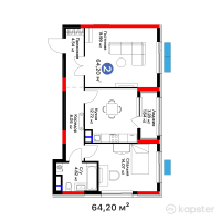 ЖК Batysmura Lite — 2-ком 64,2 м² (от 33 512 400 тг)