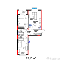ЖК Batysmura Lite — 3-ком 75,2 м² (от 28 744 875 тг)