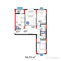 ЖК Batysmura Lite — 3-ком 94,3 м² (от 40 841 117 тг)