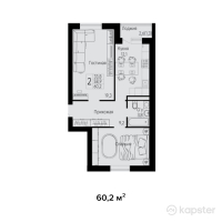 ЖК Лесная поляна — 2-ком 60,2 м² (от 17 759 000 тг)