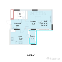ЖК Inju Ansar — 1-ком 44,5 м² (от 20 025 000 тг)