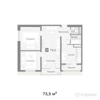 ЖК Аспан Сити 2.0 — 3-ком 73,5 м² (от 30 576 000 тг)