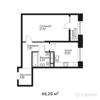 ЖК TAYMAS — 1-ком 49,3 м² (от 41 354 310 тг)