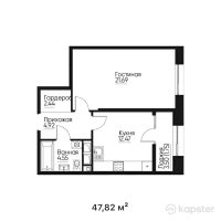 ЖК TAYMAS — 1-ком 47,8 м² (от 38 734 200 тг)