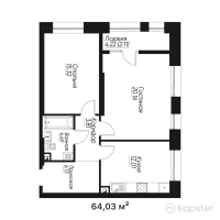 ЖК TAYMAS — 2-ком 64 м² (от 46 421 750 тг)