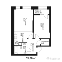 ЖК TAYMAS — 2-ком 59,5 м² (от 40 400 500 тг)